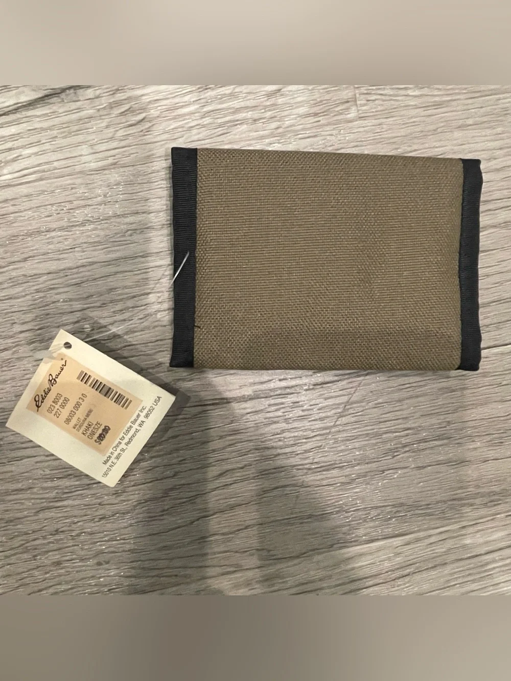 Eddie Bauer Nylon Hook & Loop Closure Wallet Brown Tan Black Trim NWT